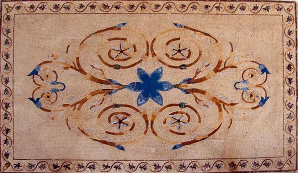 Enchanting Floral Swirls - Marble Mosaic Rectangular - Mesh Backing