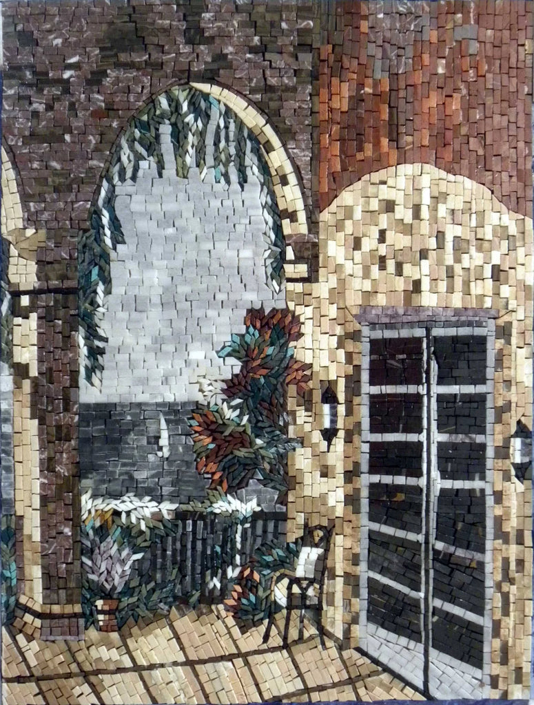 Une partie d'une scène murale en mosaïque toscane naturelle