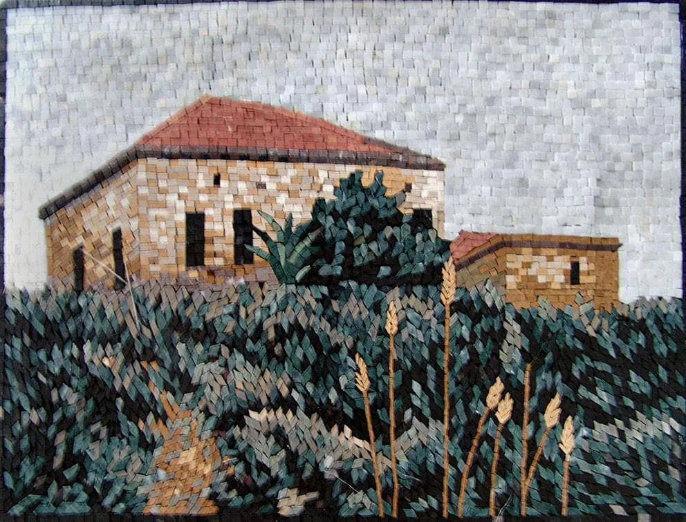Mosaico de la antigua casa en la colina