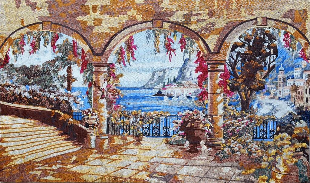 Balcon dans l'oeuvre de mosaïque toscane