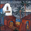 Пляжные домики и пальмы Мраморная мозаика