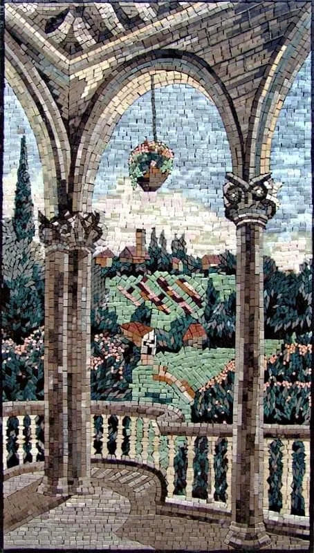 Mosaico de mármol de la naturaleza del campo