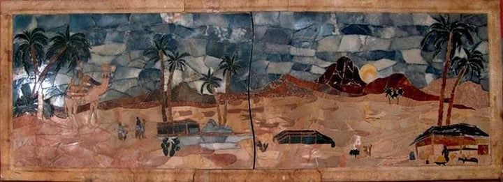 Scène naturelle du désert - Art de la mosaïque de pierre | Mozaïco