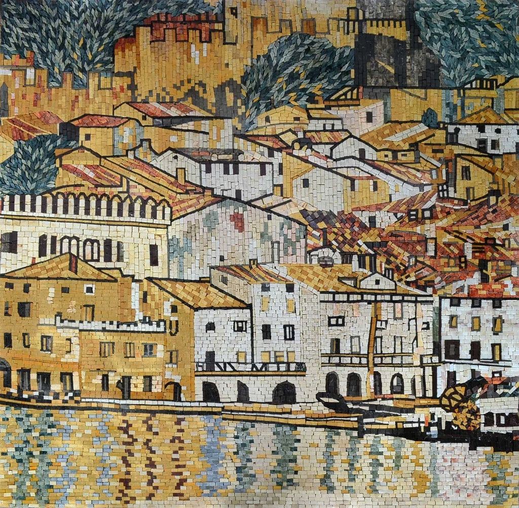 Gustav Klimt Malcesine no Lago - Reprodução em Mosaico