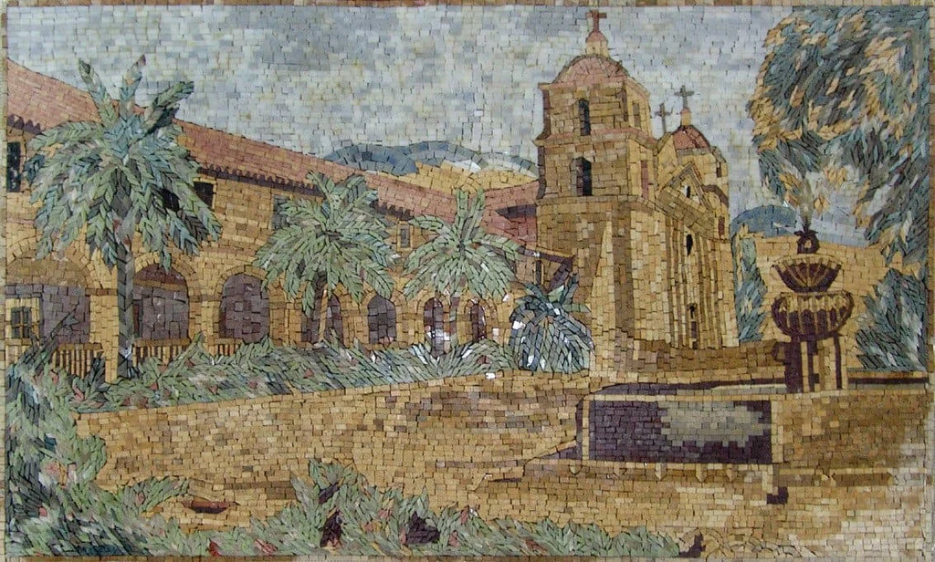 Arte em mosaico decorativo artesanal de Santa Bárbara