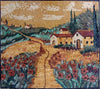 Casas italianas en mosaico de campo de flores
