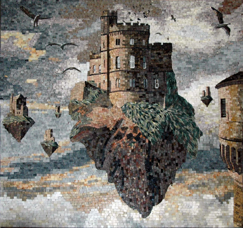 Замок Яцека Йерки на скале - репродукция мозаики
