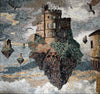 Castello di Jacek Yerka su una roccia - Riproduzione in mosaico