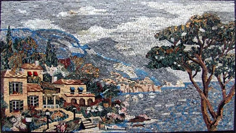 Vista del arte del mosaico del paisaje