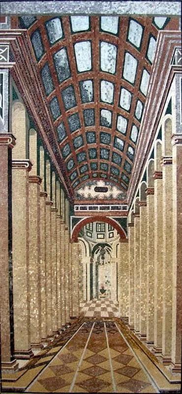 Mural de Mosaico de Mármore em 3D