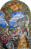 Wunderschönes, natürliches, gewölbtes Mosaik aus Marmor, toskanisches Wandbild, dekorativ