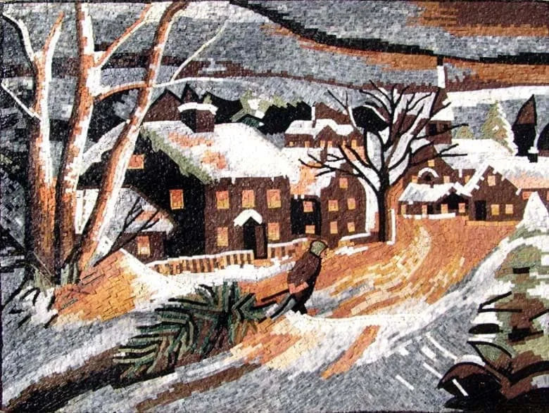 Mosaico Neve Scena Paesaggio Arte