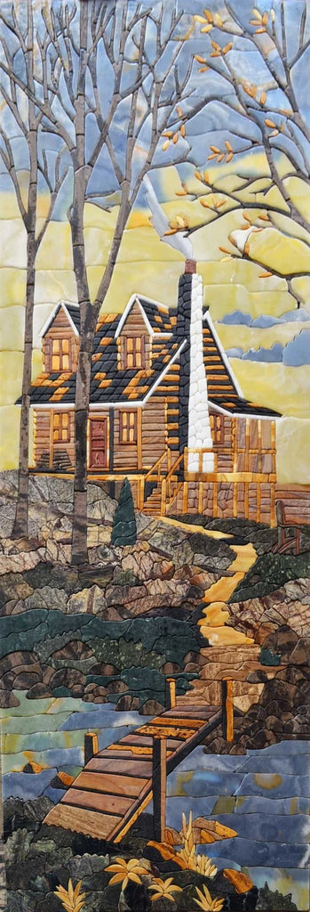 Mosaico di pietra della casa di montagna