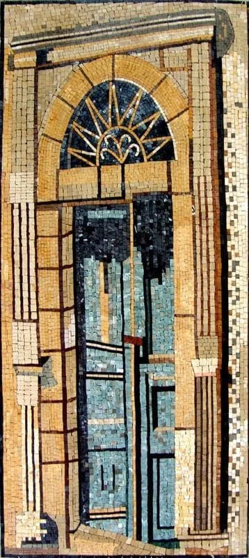 Mosaico de puerta de casa antigua