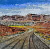 Red Canyon Road Mural Marble Mosaic