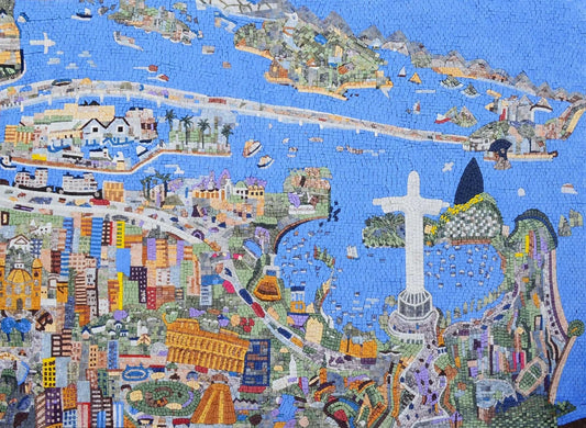 Rio de Janero coast Marble Mosaic Mural