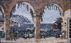 Meerblick-Naturszenen-Stein-Toskanisches Mosaik-Wandbild