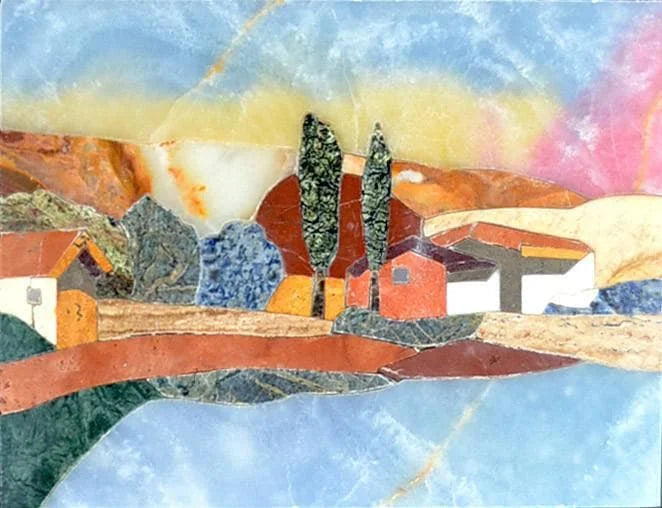 Radiant Village - Arte de piedra de mosaico de pétalos | Mozaico