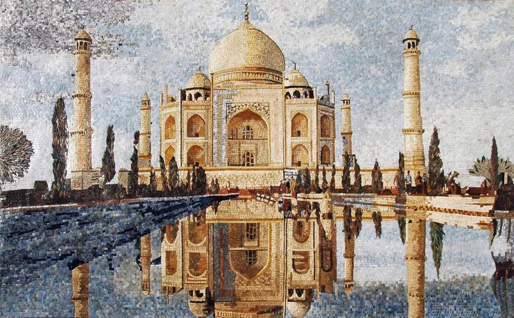 Mosaïque de marbre islamique spectaculaire du Taj Mahal