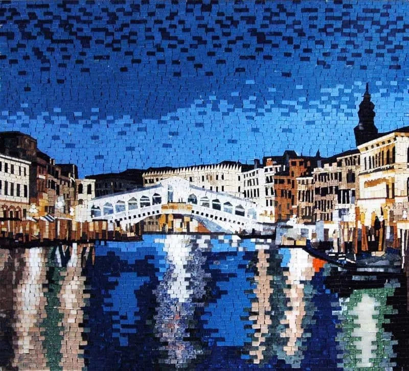 Vista de Venecia de noche Mosaico de mármol hecho a mano
