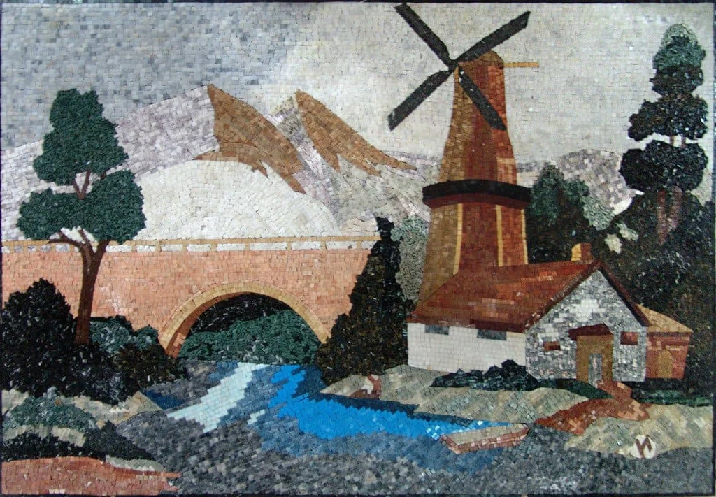 Mosaico de la escena del molino de viento