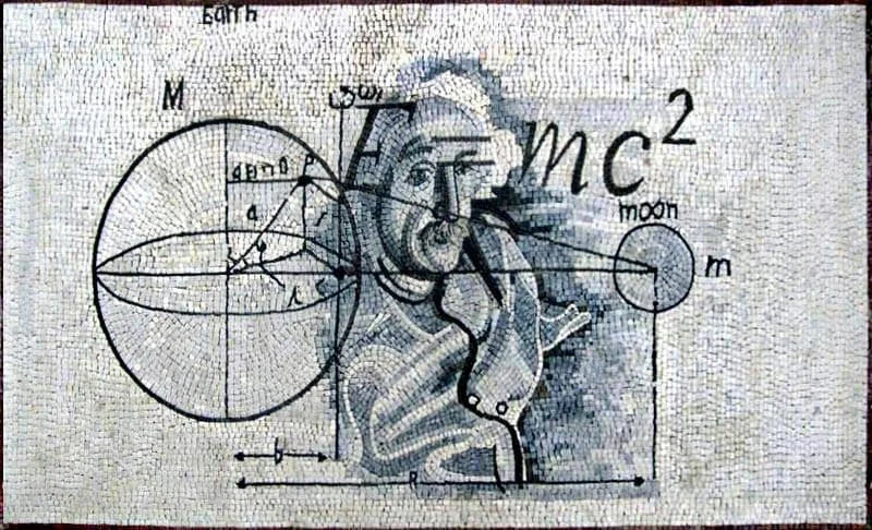 Mural de mosaico de mármol de Albert Einstein