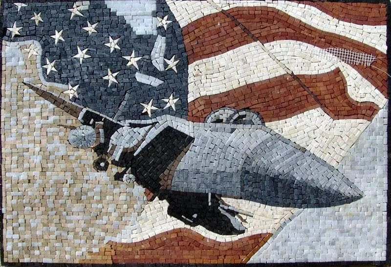 Mármol de mosaico de aviones americanos