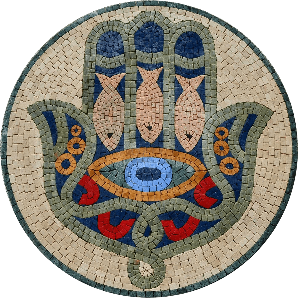 Diseño de mosaico judío de la mano de Hamsa