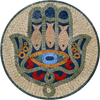 Design a mosaico ebraico a mano di Hamsa