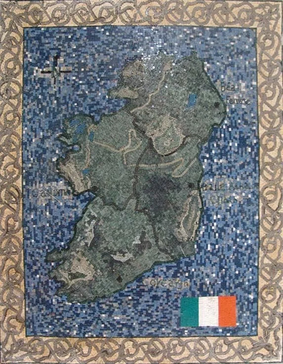 Mapa da Irlanda Arte em mosaico de mármore