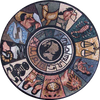 Medallón de mosaico - Mosaico de la rueda del horóscopo | Mozaico