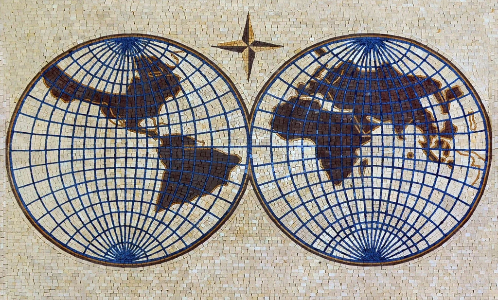 Mosaïque murale carte du monde