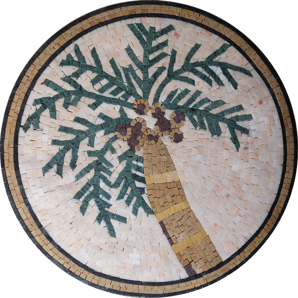 Arte de parede em mosaico - detalhes em palmeira