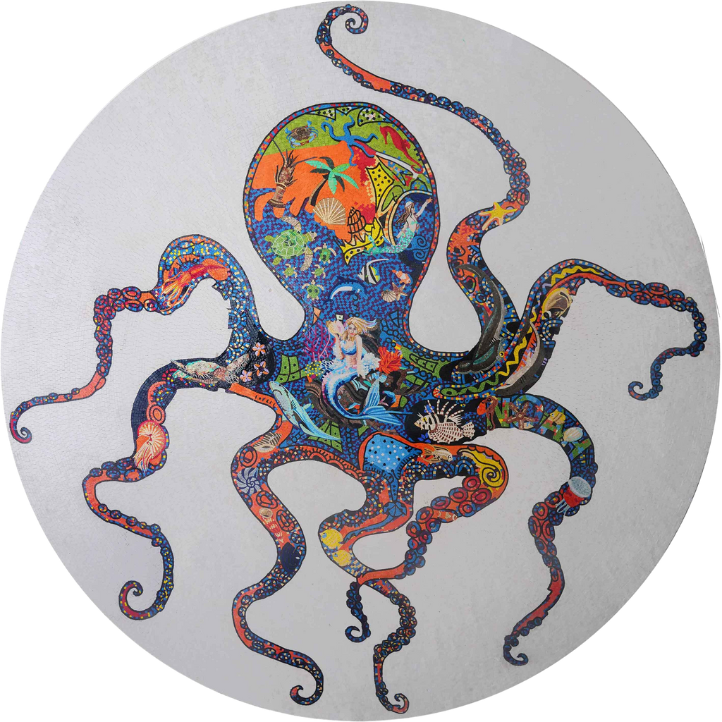 The Ocean Octopus - White Mosaic Medallion