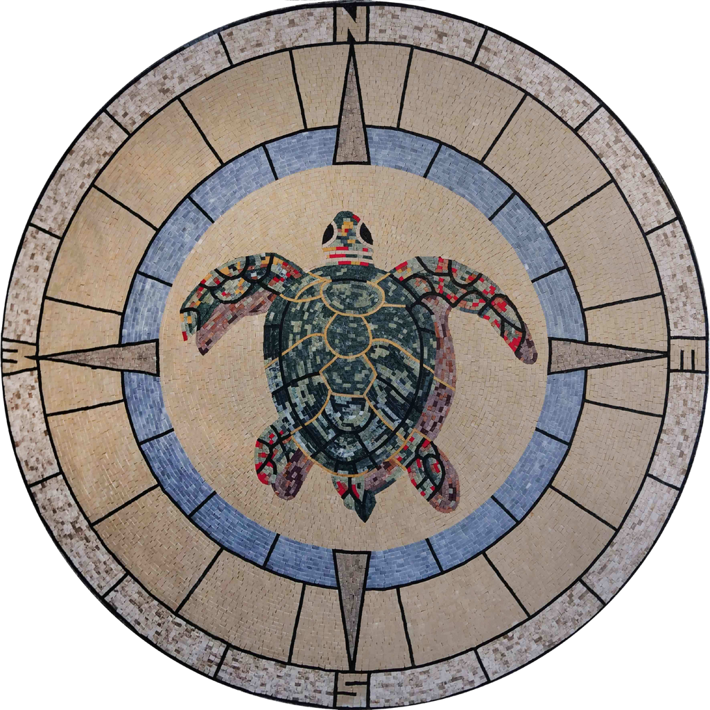 Médaillon de tortue - Art de la mosaïque animale