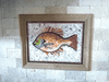 Art de la mosaïque de marbre de poisson mignon
