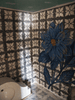 Arte em mosaico de vidro - Mosaico de flores azuis