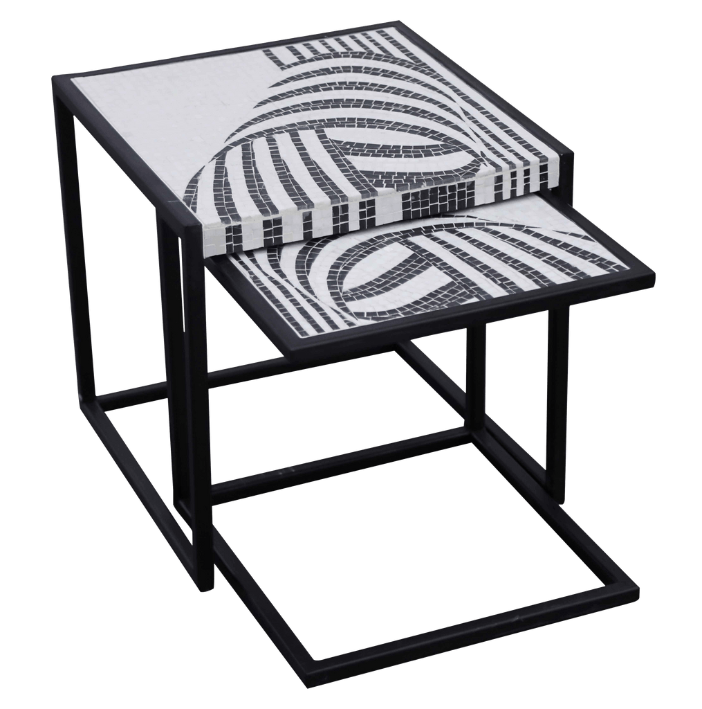 Swirl Monochrome Twins - Mosaic Tables