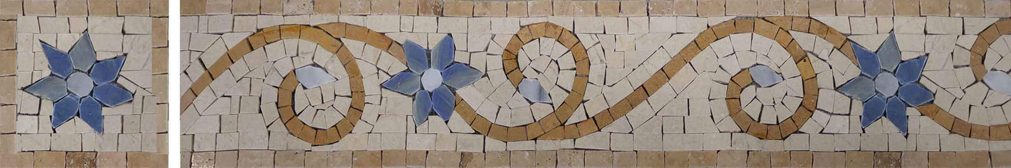 Esquina de mosaico de flor de tulipán rústico