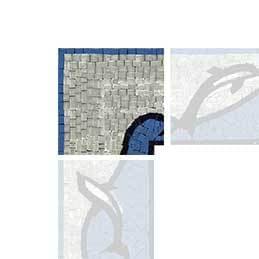 Esquina de mosaico náutico Blue Dolphin