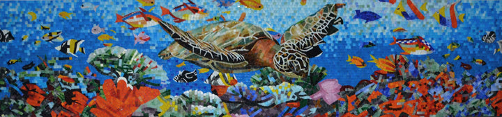 Scène de mosaïque de l'océan aquatique - Art de la mosaïque de verre