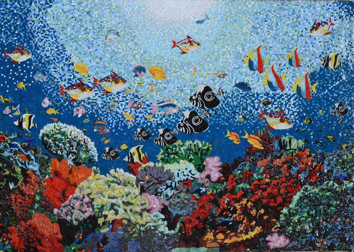 Piastrelle per piscina in mosaico di vetro con scena dell'oceano acquatico