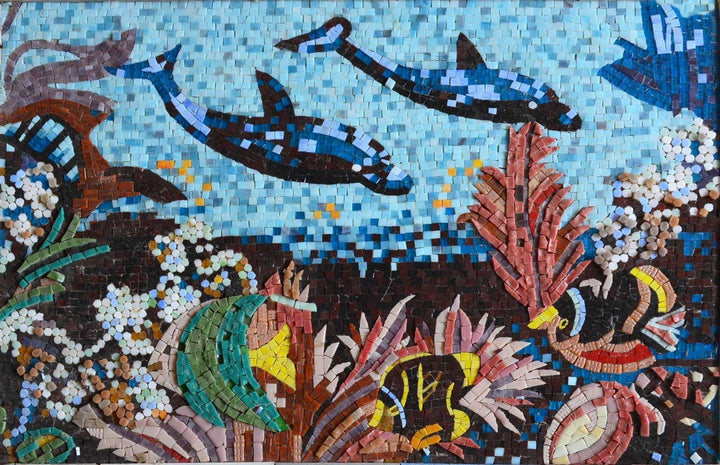 Mosaïque Aquatique en Verre Mozaico