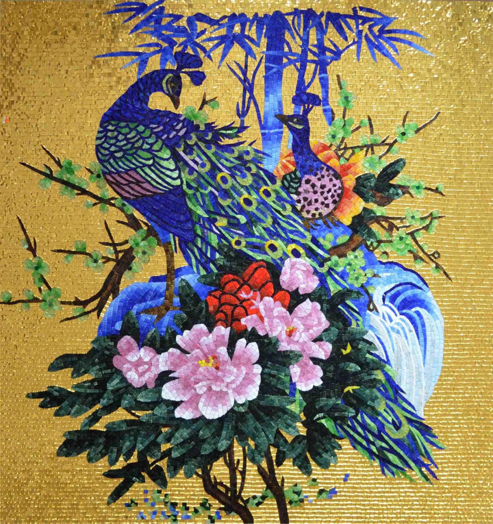 Arte de la pared del mosaico - Peacock Muse Mozaico