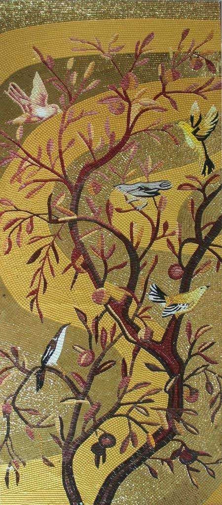 Mosaico murale - Albero d'autunno Uccelli Mozaico