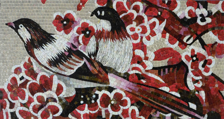 Desenho de arte em mosaico de pássaro vermelho real