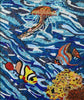 Água-viva no recife de coral Mosaico de vidro Art Mozaico