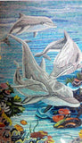 Dauphins jouant dans la mer - Mosaïque de verre Mozaico