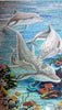 Delfines Jugando en el Mar - Mosaico de Vidrio Mozaico
