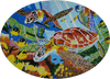 Mural de mosaico de vidrio con peces y tortugas marinas animadas